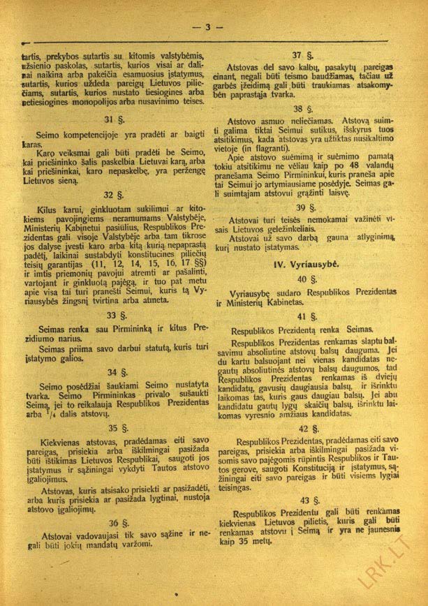 1922 m. Lietuvos Valstybės Konstitucija / 3 puslapis
