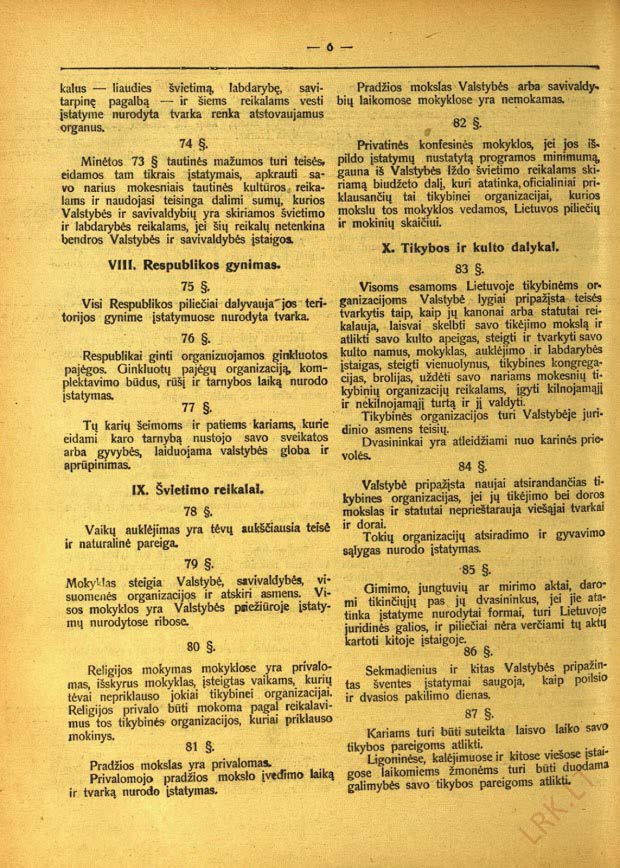 1922 m. Lietuvos Valstybės Konstitucija / 6 puslapis